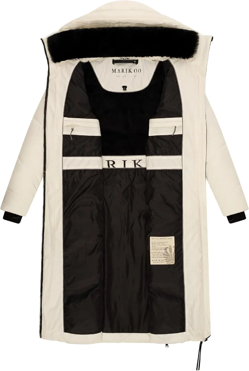 Ladies Long Winter Coat with Hood & Detachable Faux Fur Collar | Quilted Jacket for Women | Nadaree XVI XS-XXL