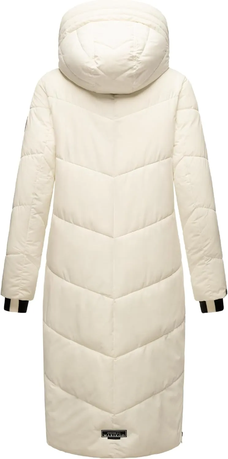 Ladies Long Winter Coat with Hood & Detachable Faux Fur Collar | Quilted Jacket for Women | Nadaree XVI XS-XXL