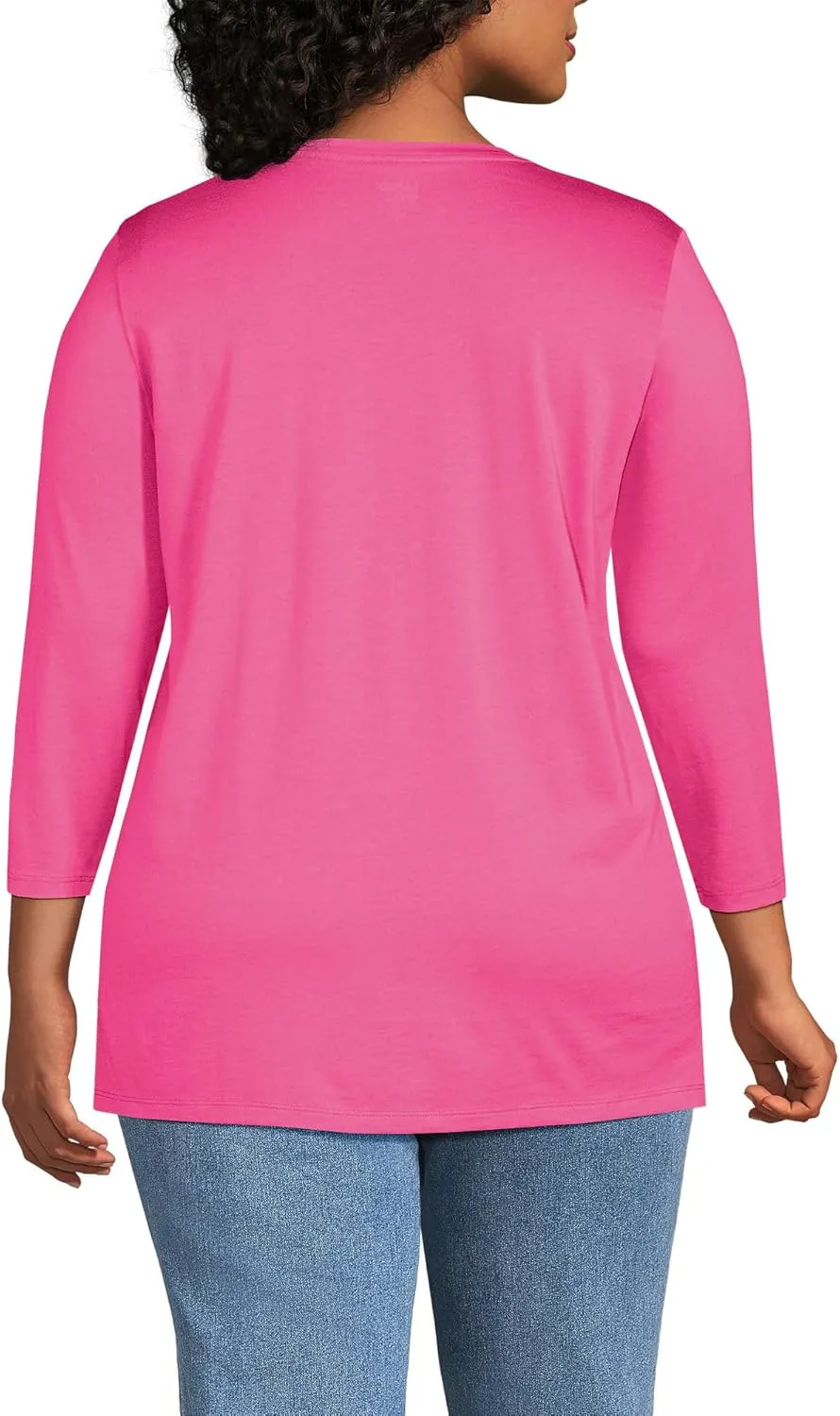Lands' End Women's 3/4 Sleeve Supima Cotton Crewneck Tunic