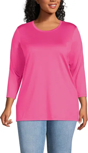 Lands' End Women's 3/4 Sleeve Supima Cotton Crewneck Tunic
