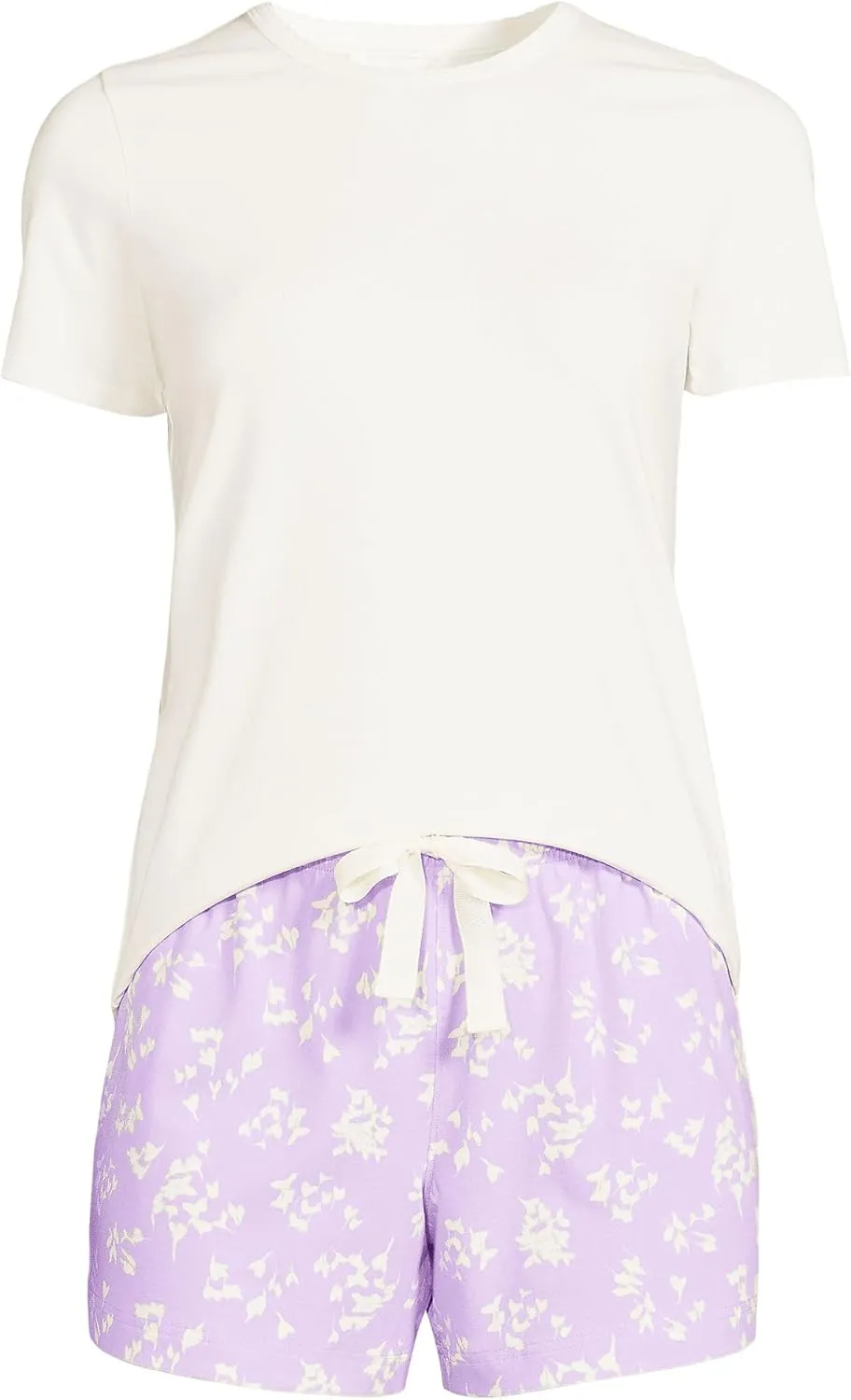 Lands' End Women's Knit Pajama Short Set Short Sleeve T-Shirt and Shorts