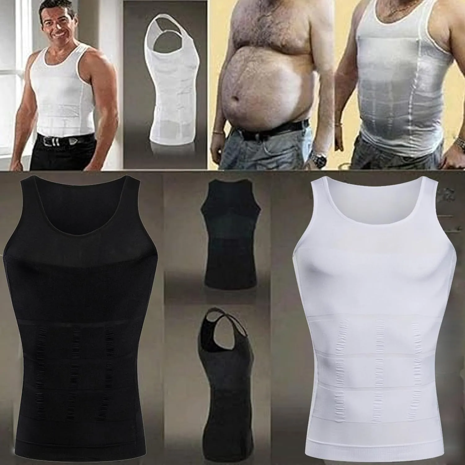 LARDROK Men Slimming Body Shaper Vest Gynecomastia Compression Shirts Tummy Control Shapewear Moobs Undershirt