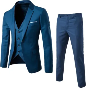 LCMTWX Men'S Suit Slim 3 Suit Business Wedding Party Jacket Vest & Pants Coat Black Suits for Men Black Suit for Men Men'S