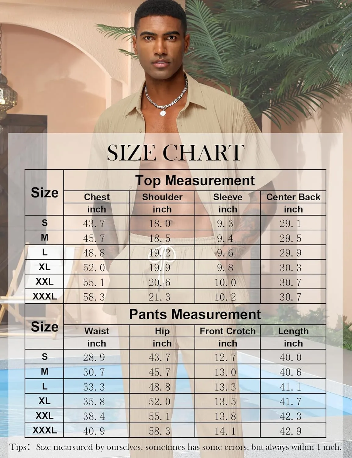 LecGee Men's 2 Piece Vertical Striped Textured Outfits Summer Casual Button Down Shirts And Pants Matching Sets