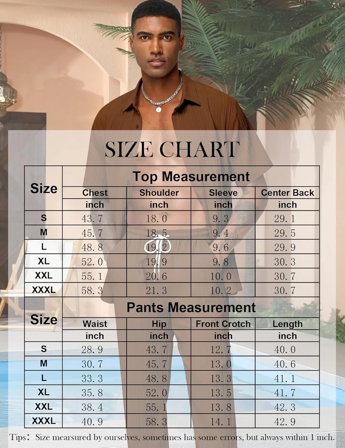 LecGee Men's 2 Piece Vertical Striped Textured Outfits Summer Casual Button Down Shirts And Pants Matching Sets