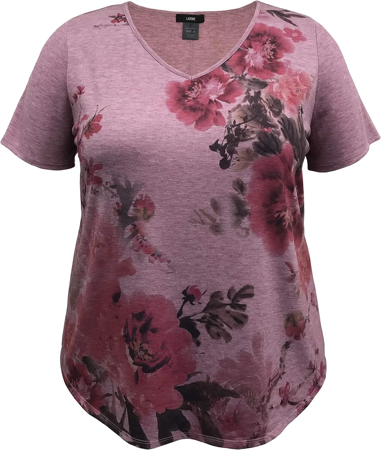 LEEBE Women and Plus Size Short Sleeve Print Top II (Small-5X)