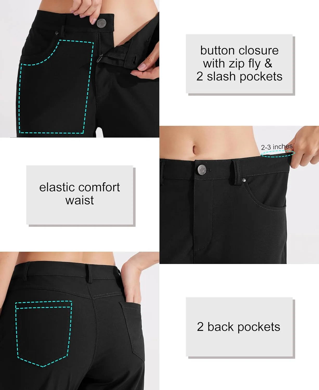 Libin Womens Dress Pants 29" 31" Stretch Straight Leg Work Slacks Office Business Casual Golf Pants for Travel Lightweight