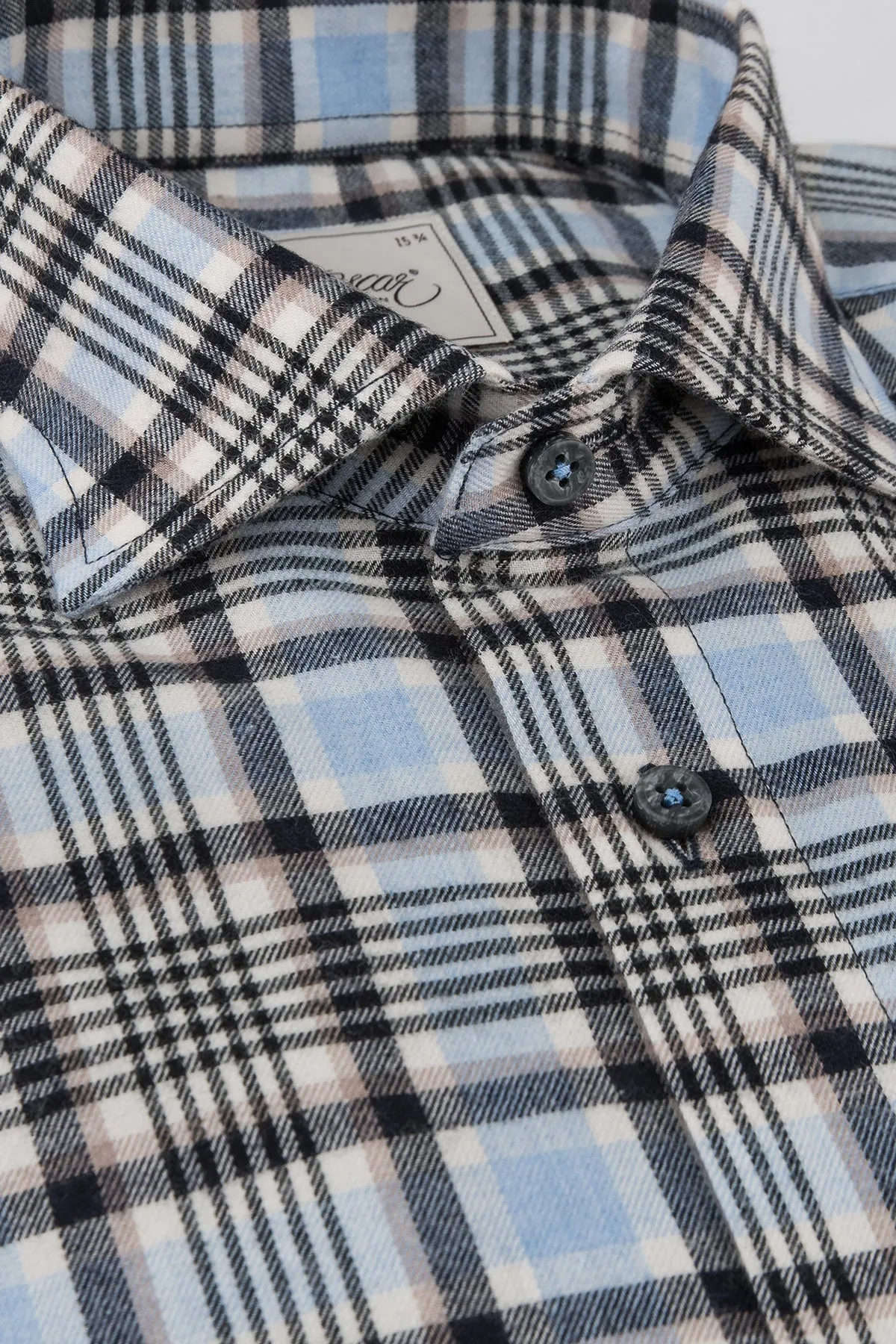 Light blue checked slim fit flannel shirt