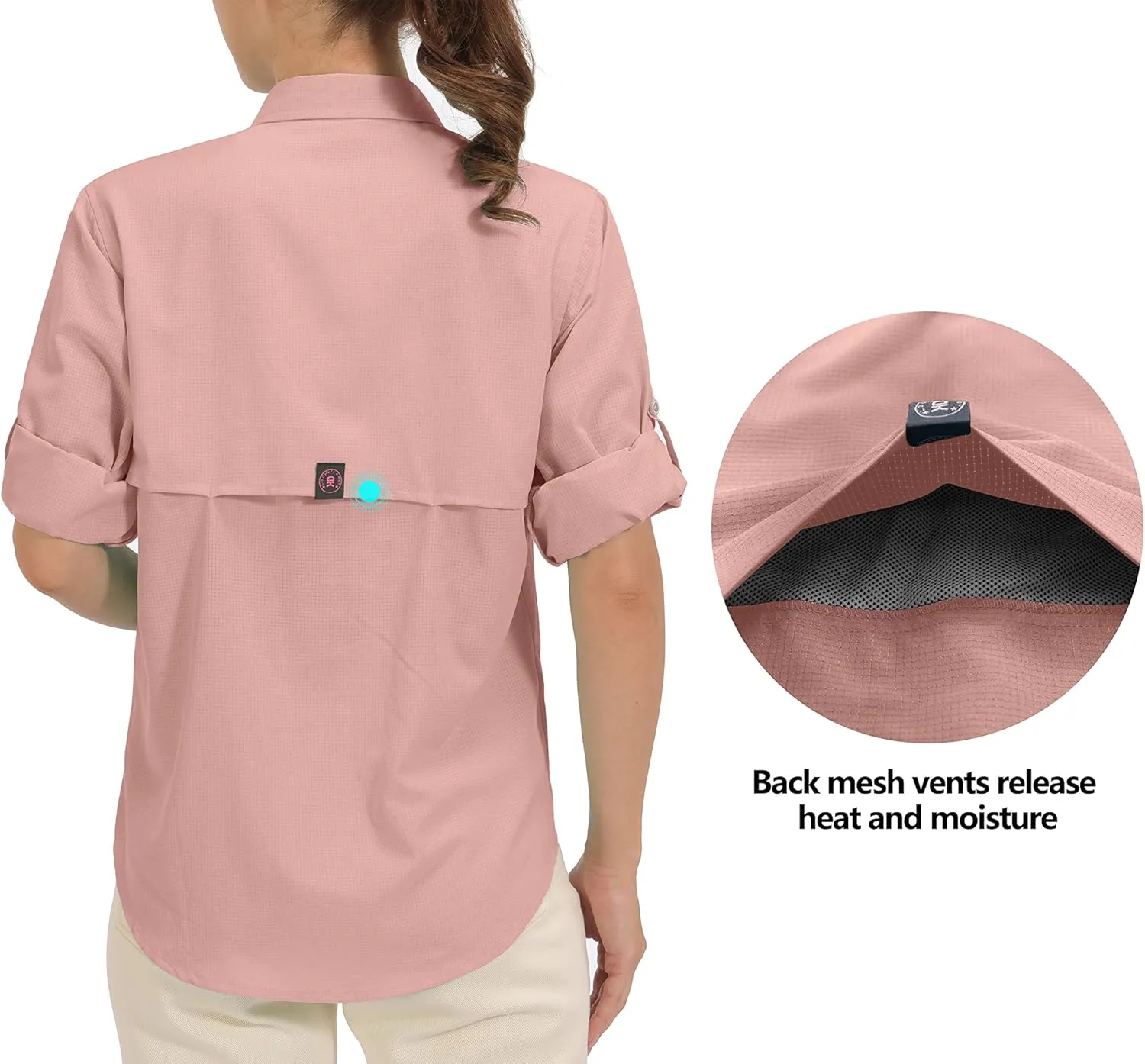 Little Donkey Andy Women's UPF 50 UV Protection Shirt, Breathable Long Sleeve Fishing Hiking Shirts, Quick Dry