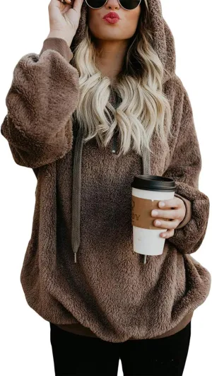 LOAIHA Western Fuzzy Fleece Hoodies for women Aztec Print Half Zip Sherpa Pullover Oversized Tribal Graphic Sweatshirts
