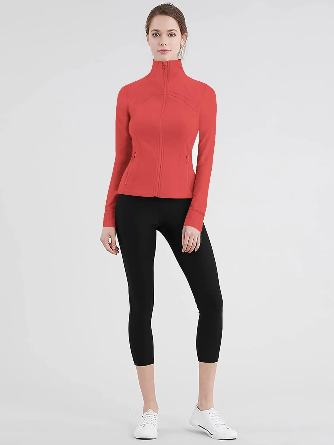 Lock and Love Women's Full Zip-up Yoga Workout Running Track Jacket with Thumb Holes