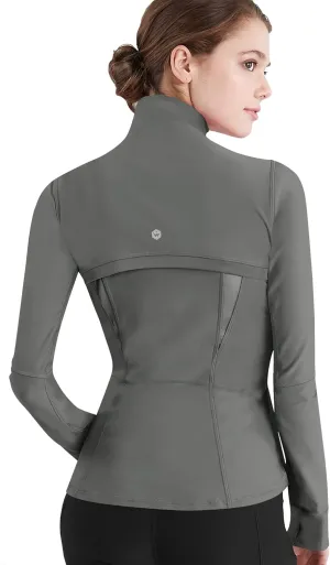 Lock and Love Women's Full Zip-up Yoga Workout Running Track Jacket with Thumb Holes