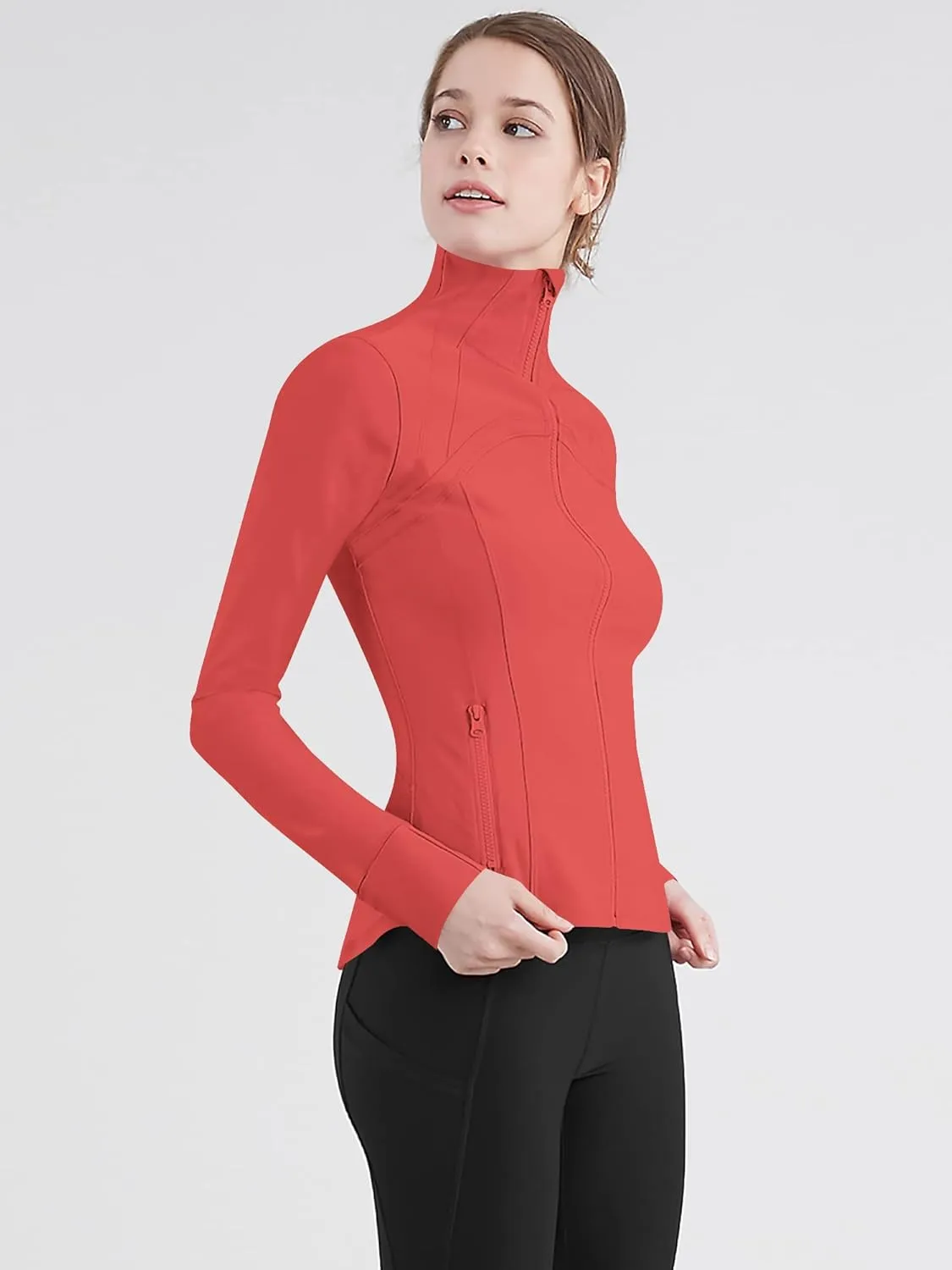 Lock and Love Women's Full Zip-up Yoga Workout Running Track Jacket with Thumb Holes