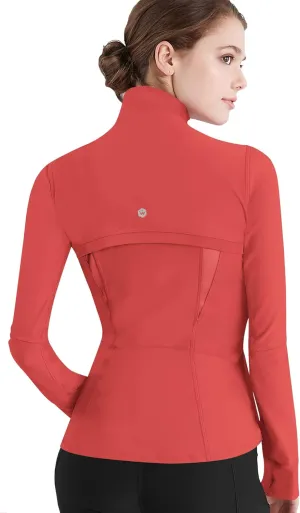 Lock and Love Women's Full Zip-up Yoga Workout Running Track Jacket with Thumb Holes