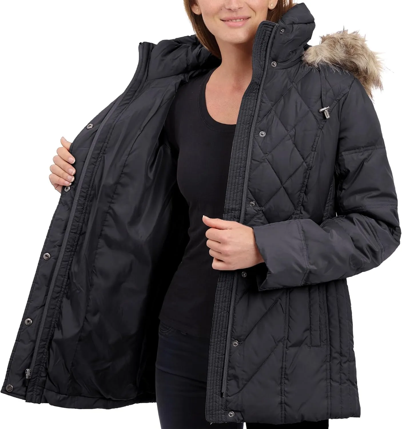 London Fog Women's Diamond Quilted Down Coat