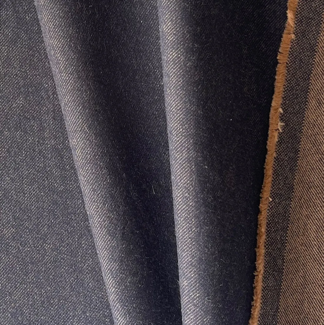 Loro Piana Storm System® Water-Resistant Navy & Cognac Cotton Denim Twill (Made in Italy)