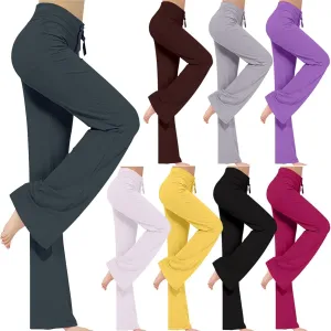 LRMQS Womens Wide Leg Yoga Leggings Drawstring Elastic High Waist Gym Sports Tights Pant Workout Casual Loose Trousers