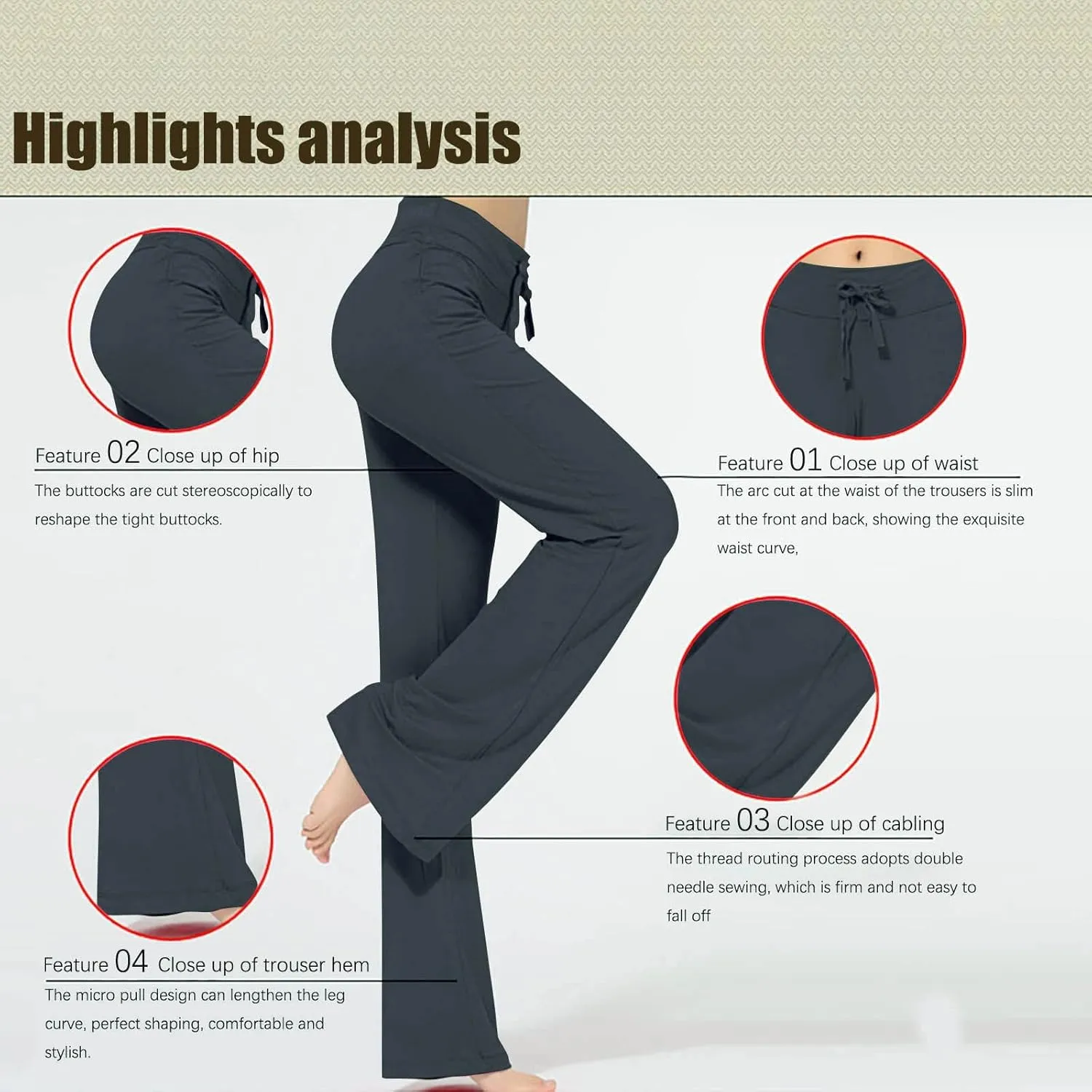 LRMQS Womens Wide Leg Yoga Leggings Drawstring Elastic High Waist Gym Sports Tights Pant Workout Casual Loose Trousers