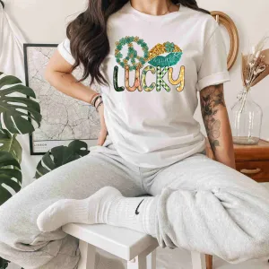 Lucky Charm Hippie Patrick's Day Shirt, Happy St. Patrick's Day Shirt, Cute Shamrock Lucky Clover Shirt