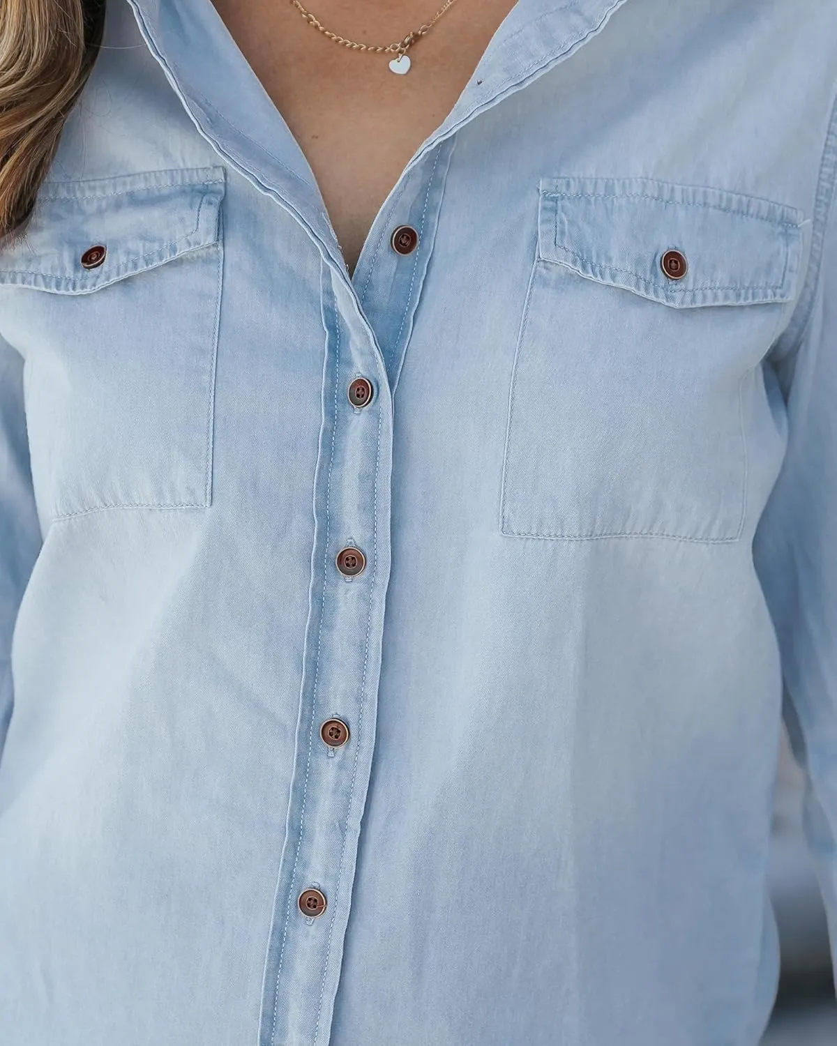 luvamia Denim Shirt Women Chambray Jean Western Shirts Long Sleeve Button Down Tops
