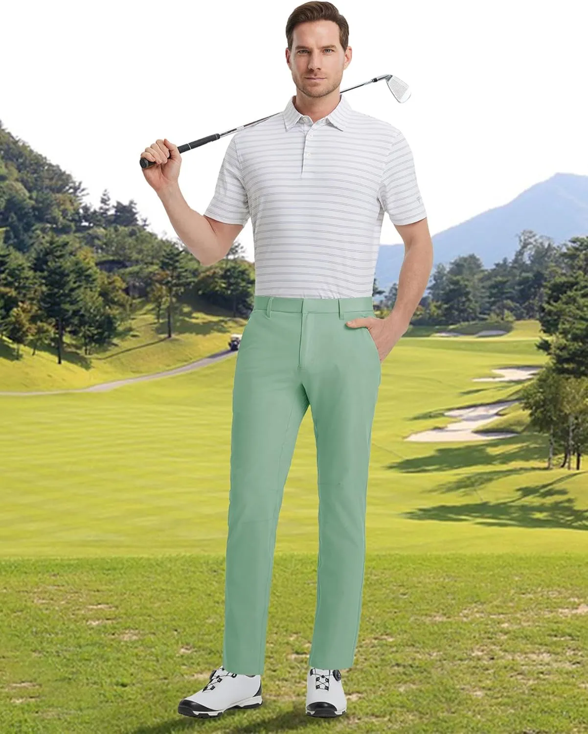 M MAELREG Golf Pants Men Stretch Lightweight 5 Pockets - 30"/32"/34" Water-Resistant Casual Trousers Mens Dress Pants