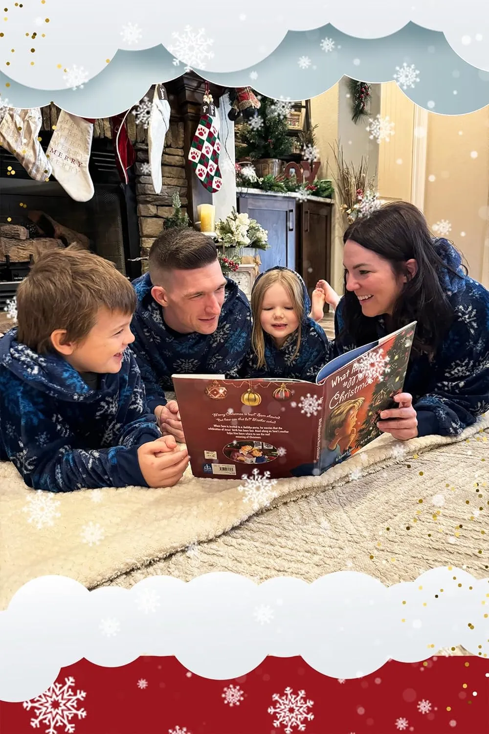 Mad Dog Wearable Fleece Blanket Hoodie, Christmas Matching Family Sets with Long Sleeves for Adults Girls & Boys Xmas Poncho