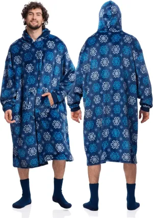 Mad Dog Wearable Fleece Blanket Hoodie, Christmas Matching Family Sets with Long Sleeves for Adults Girls & Boys Xmas Poncho