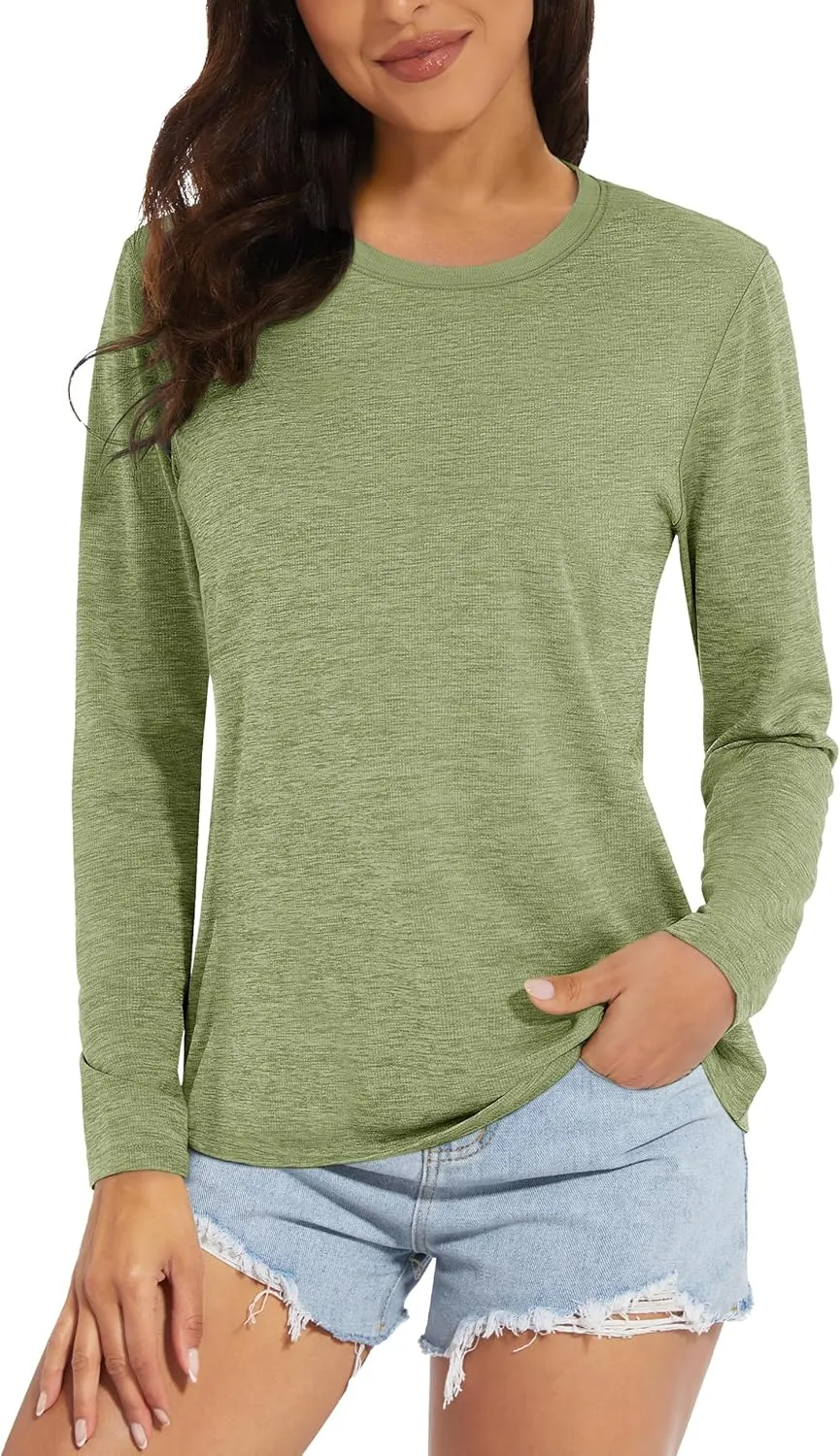 MAGCOMSEN Women's Long Sleeve Shirts UPF 50  Sun Protection Quick Dry Athletic Running Workout Tops Rash Guard
