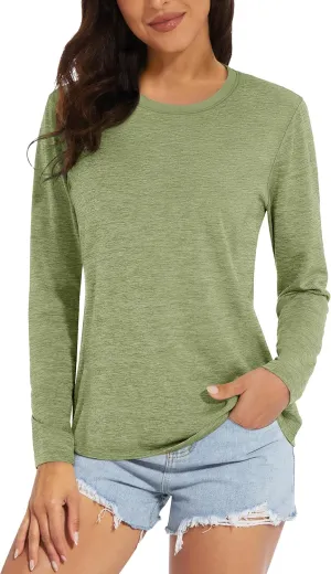 MAGCOMSEN Women's Long Sleeve Shirts UPF 50  Sun Protection Quick Dry Athletic Running Workout Tops Rash Guard