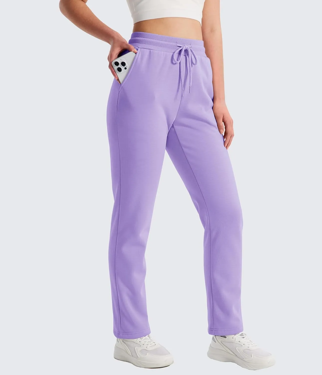 MAGCOMSEN Women's Sherpa Lined Sweatpants Winter Warm Fleece Pants Water Resistant Thermal Pants for Lounge Outdoor Snow