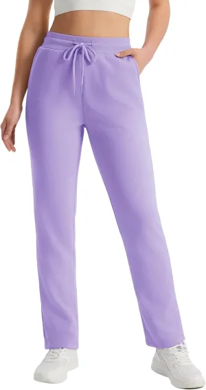 MAGCOMSEN Women's Sherpa Lined Sweatpants Winter Warm Fleece Pants Water Resistant Thermal Pants for Lounge Outdoor Snow