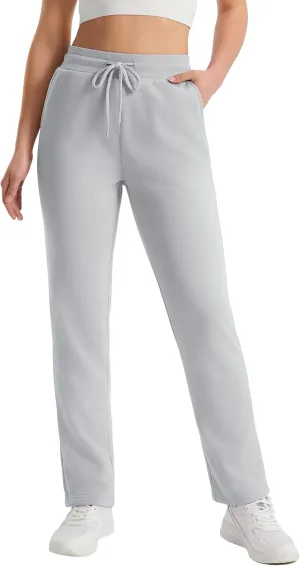 MAGCOMSEN Women's Sherpa Lined Sweatpants Winter Warm Fleece Pants Water Resistant Thermal Pants for Lounge Outdoor Snow