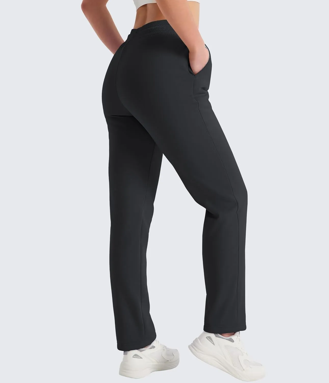 MAGCOMSEN Women's Sherpa Lined Sweatpants Winter Warm Fleece Pants Water Resistant Thermal Pants for Lounge Outdoor Snow