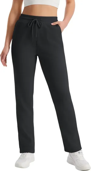 MAGCOMSEN Women's Sherpa Lined Sweatpants Winter Warm Fleece Pants Water Resistant Thermal Pants for Lounge Outdoor Snow