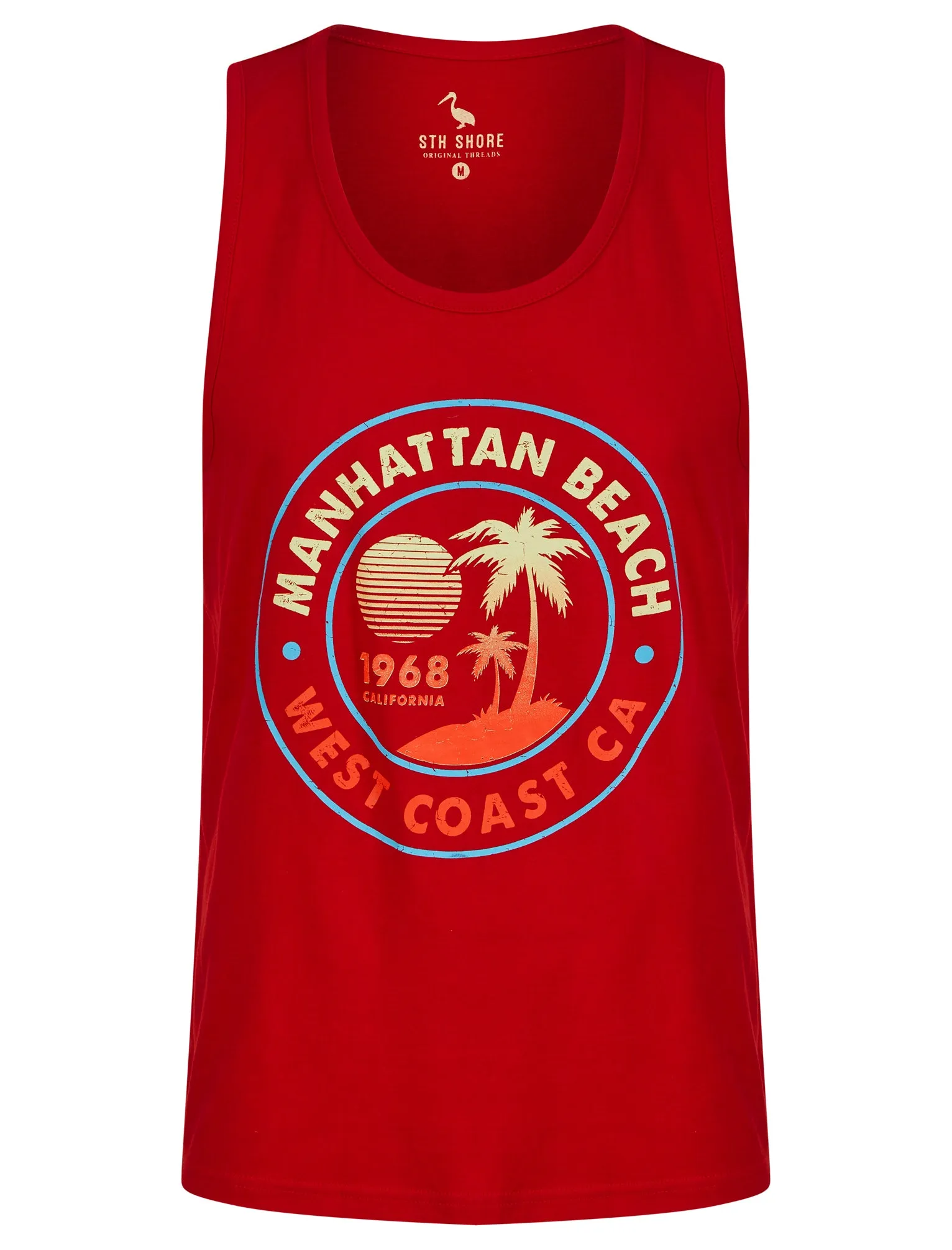 Manhattan Beach Motif Print Cotton Vest Top in Barados Cherry - South Shore