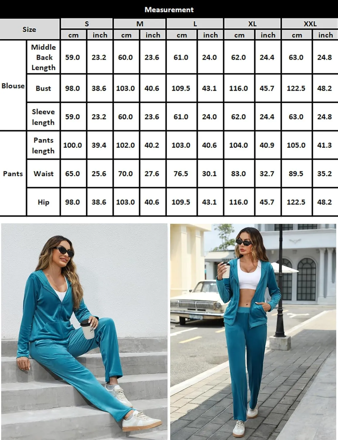Marvmys Velour Tracksuit Womens 2 Piece Outfits Velvet Sweatsuit Jogging Suit Full Zip Up Hoodie and Sweatpants Set