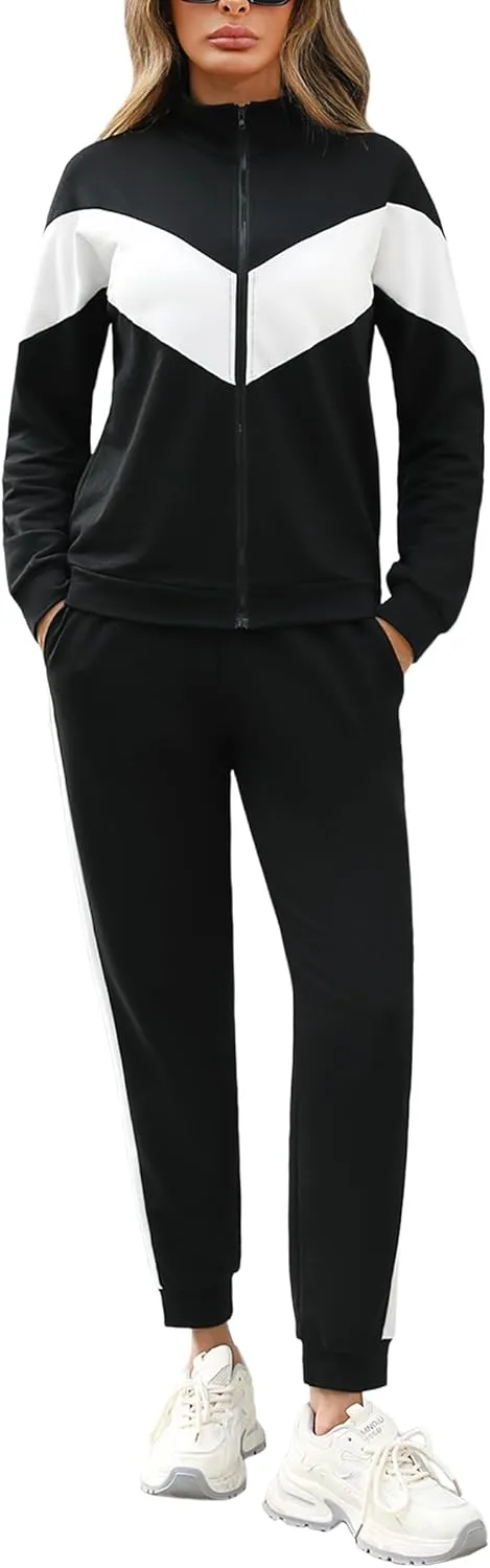 Marvmys Women's Tracksuit Set 2 Piece Sweatsuit Outfits Long Sleeve Zip Up Lounge Jogger Set with Pocket