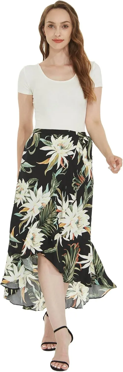 Matchable Family Hawaiian Luau Men Women Girl Boy Clothes in Wispy Cereus Black