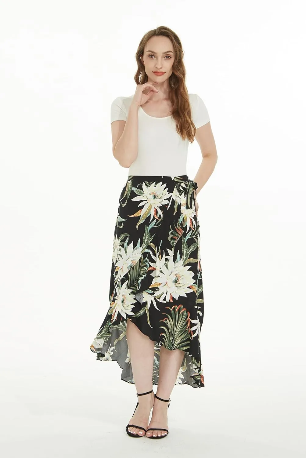 Matchable Family Hawaiian Luau Men Women Girl Boy Clothes in Wispy Cereus Black