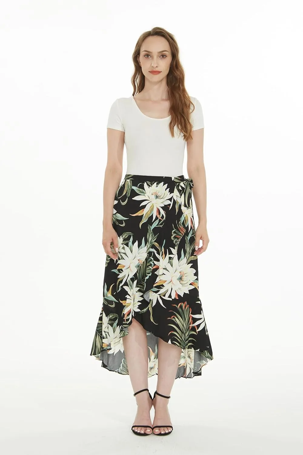 Matchable Family Hawaiian Luau Men Women Girl Boy Clothes in Wispy Cereus Black