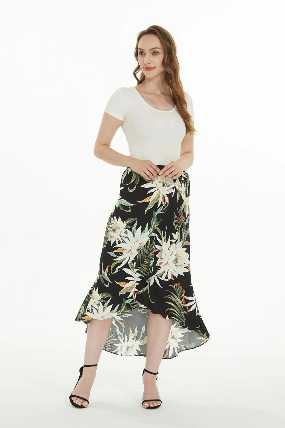 Matchable Family Hawaiian Luau Men Women Girl Boy Clothes in Wispy Cereus Black
