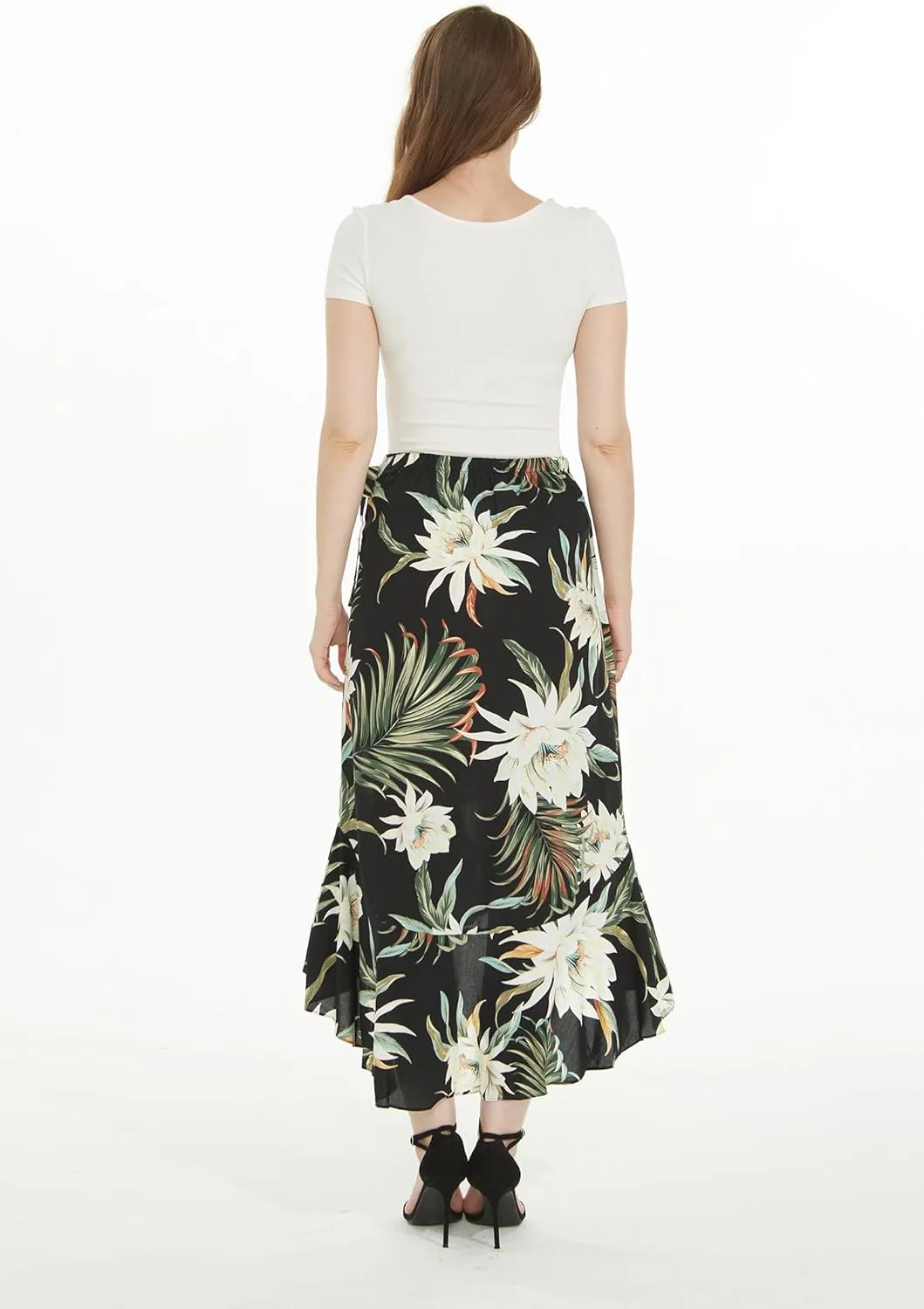 Matchable Family Hawaiian Luau Men Women Girl Boy Clothes in Wispy Cereus Black