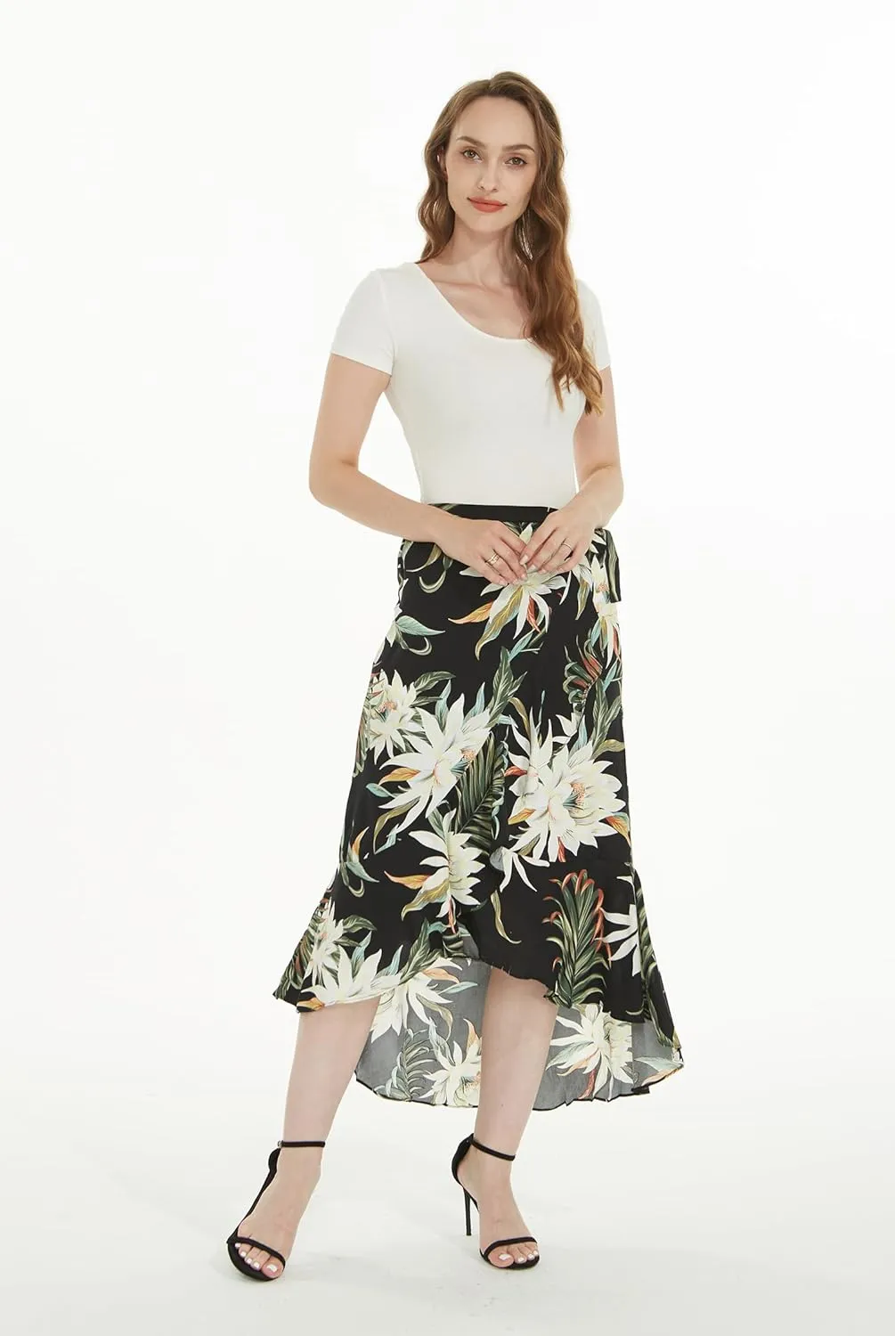 Matchable Family Hawaiian Luau Men Women Girl Boy Clothes in Wispy Cereus Black