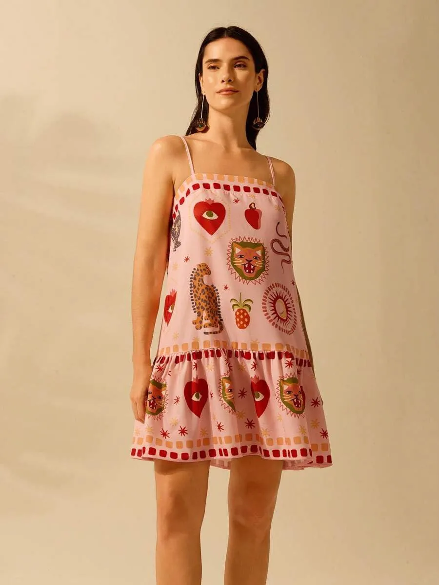 Melliflo Women Sleeveless Floral Mini Dress Summer Boho Ruffle Hem Dresses Casual Sexy Backless Beach Vacation Slip Dress
