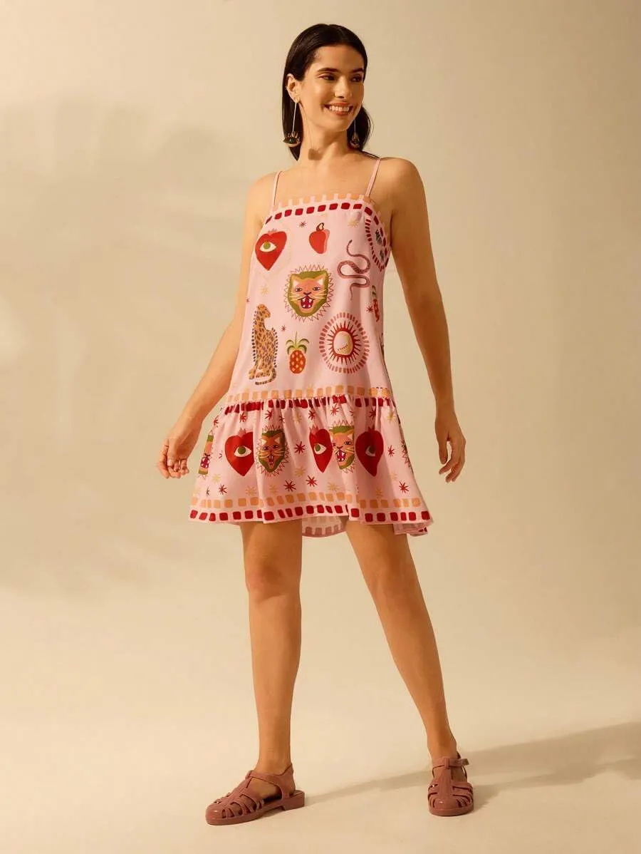 Melliflo Women Sleeveless Floral Mini Dress Summer Boho Ruffle Hem Dresses Casual Sexy Backless Beach Vacation Slip Dress