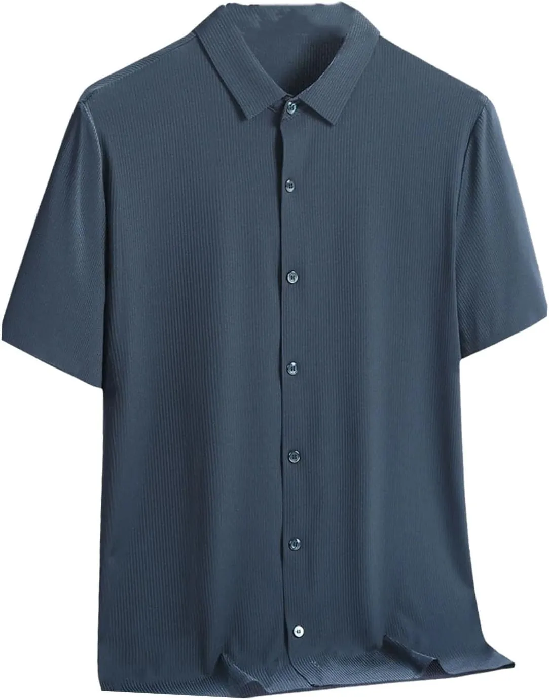 Men Cooling Nylon Silk Quick Dry Shirts Short Sleeve Breathable Solid Casual Shirt