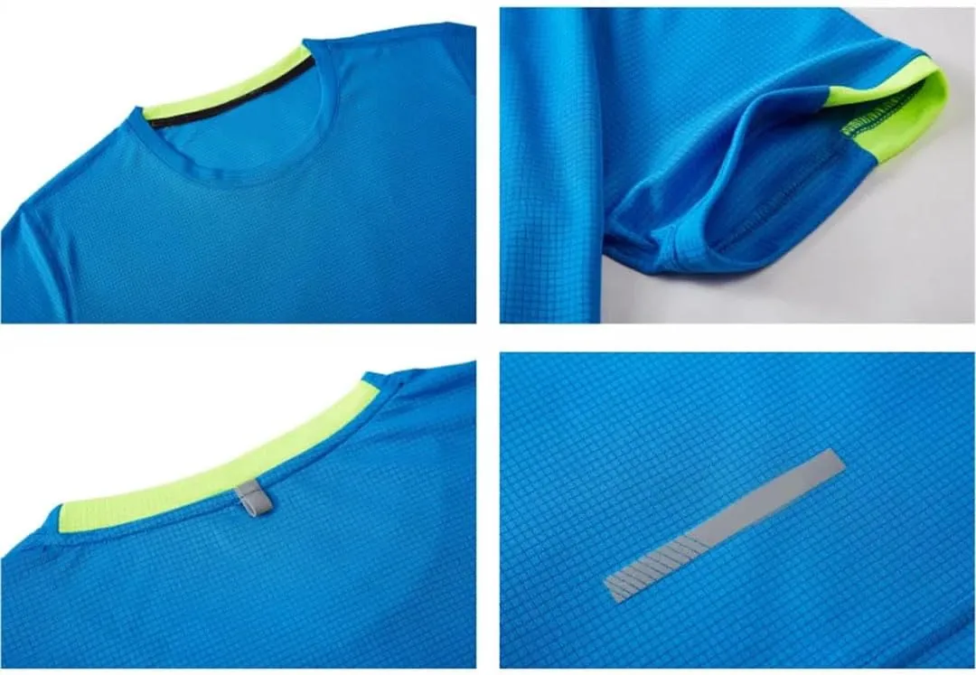 Men Quick Drying Round Neck T Shirt with Short Sleeves Breathable Fitness and Leisure Team Wear Running Shirt