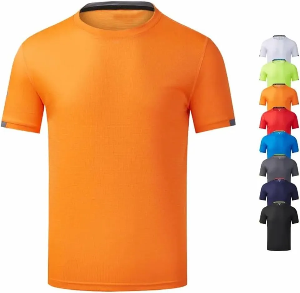 Men Quick Drying Round Neck T Shirt with Short Sleeves Breathable Fitness and Leisure Team Wear Running Shirt