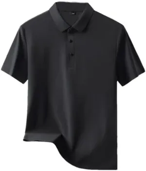 Men Slim Fit Casual Polo Shirts Quick Dry Short Sleeve Top Elasticity Cool Ice Silk Polo Shirt