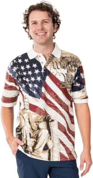 Men's American Flag Golf Shirt | USA 4th of July Golf Shirts for Men